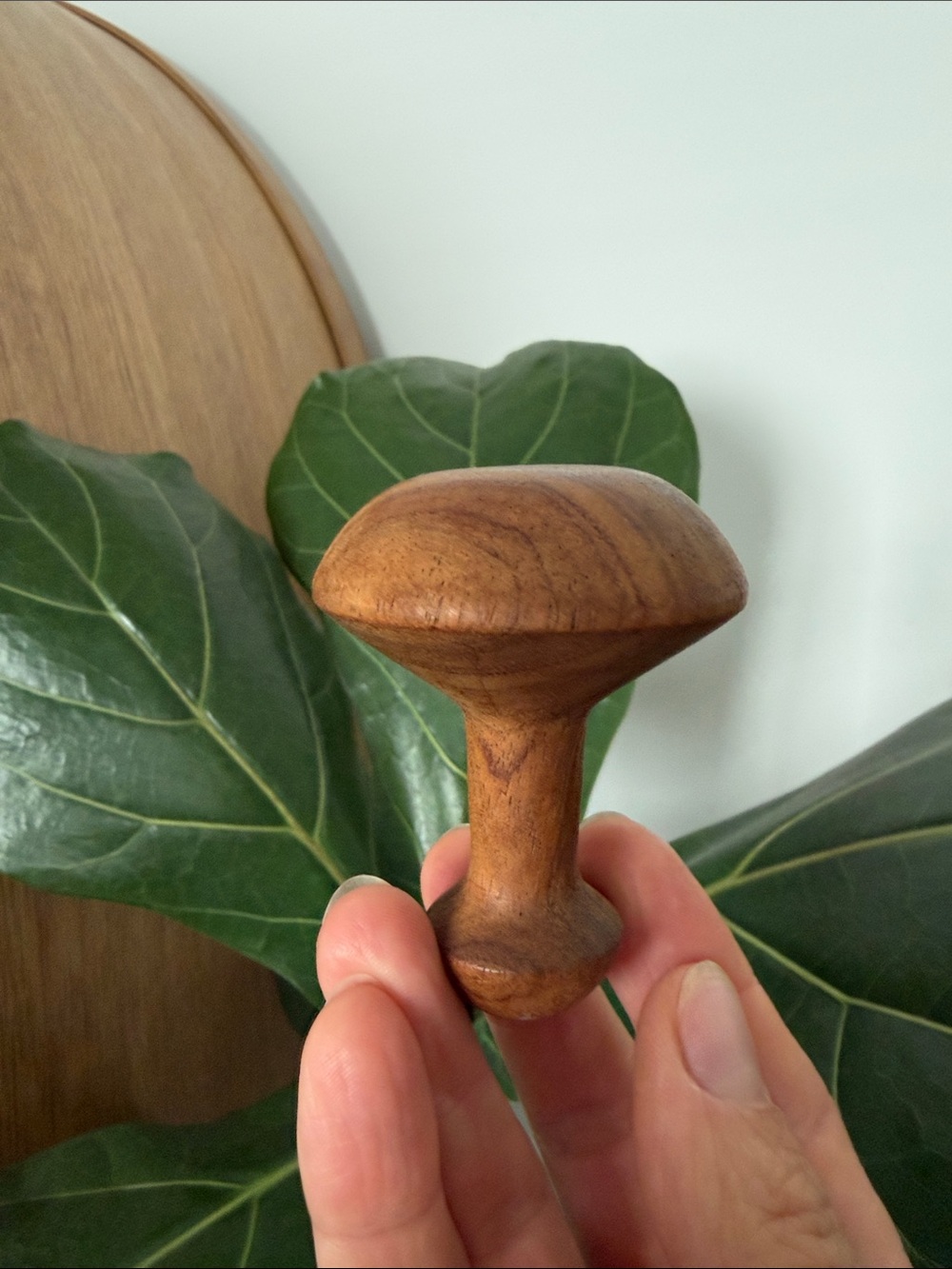 Hand-Turned Wooden Mushroom Decorative Accent - Brown Vintage